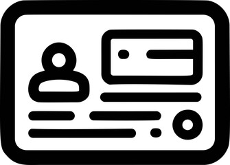 Aufkleber - Minimalistic black and white ID card icon with person silhouette design