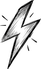 Poster - Black sketchy lightning bolt drawing, conceptual art design