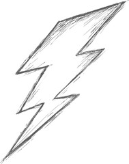 Poster - Sketchy black and white lightning bolt on a plain background, concept of energy