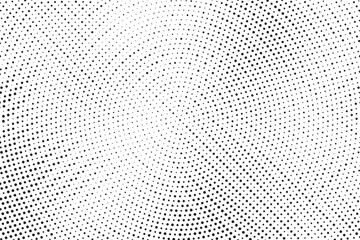 Aufkleber - Radial halftone gradient background. Dotted concentric texture with fading effect. Black and white circle shade wallpaper. Grunge rough vector. Monochrome backdrop