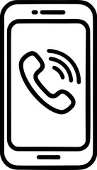 Poster - Black and white icon of smartphone with ringing phone symbol