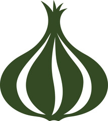 Poster - Stylized green onion silhouette with abstract design elements