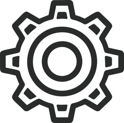 Poster - Black and white gear icon with bold outlines, simplistic mechanical symbol