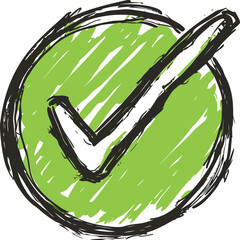 Poster - Green checkmark with sketchy black outline, concept of approval