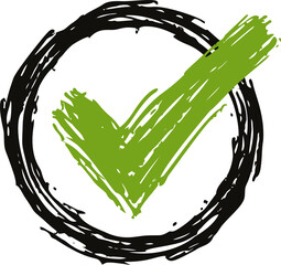 Poster - Green check mark inside a bold black circular brushstroke
