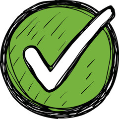 Poster - Green check mark in sketched style with a thick black outline