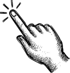 Poster - Hand drawing of a finger pointing with emphasis in black and white sketch style