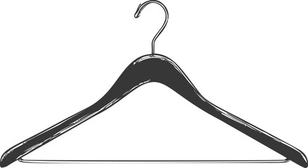 Poster - Black and white illustration of a wooden coat hanger, minimalist design
