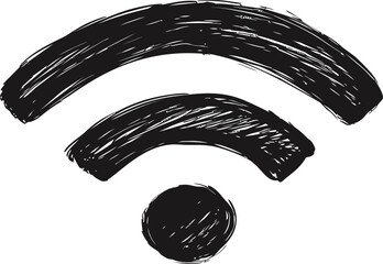 Poster - Black brushstroke wifi icon, digital communication symbol