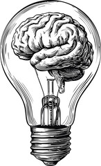 Wall Mural - Brain inside a light bulb illustrating creativity and intelligence concept