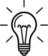 Poster - Line drawing of a light bulb with rays representing ideas and innovation