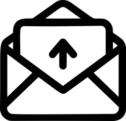Aufkleber - Black outline of an envelope with an upward arrow representing email sending