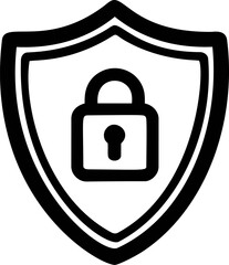 Poster - Black shield with a lock symbol representing security and protection
