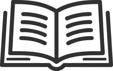 Poster - Open book icon with lines representing text in black and white, minimalistic design