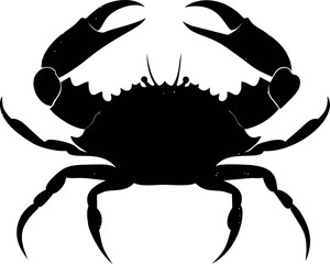 Poster - Black silhouette of a crab with claws raised in a defensive position