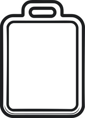 Poster - Outline of a rectangular cutting board with handle in black and white illustration