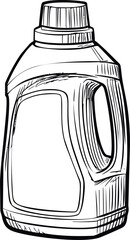 Leinwandbilder - Black and white illustration of a detergent bottle with intricate details