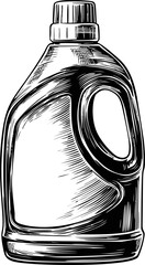 Poster - Black and white illustration of a detergent bottle with handle sketch