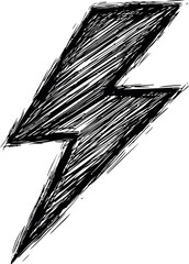 Poster - Black scribbled lightning bolt, abstract sketch design
