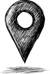 Poster - Hand-drawn black location marker, artistic concept design
