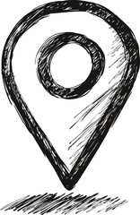Poster - Hand-drawn black and white map pin