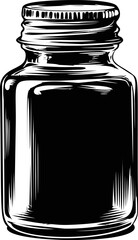 Poster - Black and white illustration of an empty glass jar with a lid