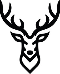 Poster - Stylized black deer head with large antlers in a minimalistic design