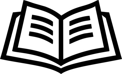 Aufkleber - Black and white icon of an open book with visible pages