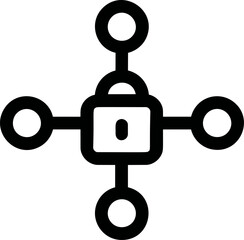 Poster - Secure network symbol with padlock in bold black and white design