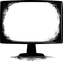 Poster - Monochrome sketch of a blank computer screen with grungy edges illustration