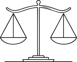 Poster - Outline illustration of an unbalanced scale symbolizing justice concepts