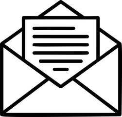 Aufkleber - Open envelope with letter icon in simple black and white line art