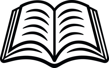 Poster - Simple black and white illustration of an open book with pages