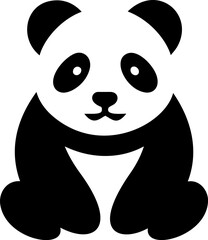 Poster - Simple black and white panda illustration in a minimalist style