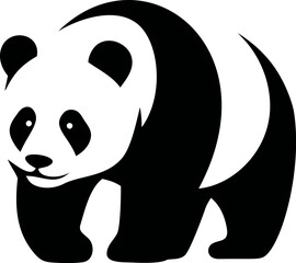Poster - Stylized black and white panda illustration with bold lines