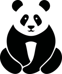Poster - Black and white panda illustration in minimalist style, vector graphic design