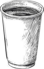 Wall Mural - illustration of a disposable coffee cup with hand-drawn details, vintage style