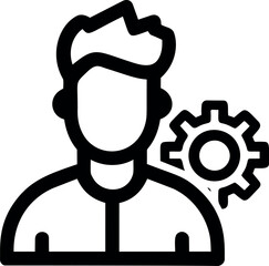 Aufkleber - Outline of a person with a gear symbol representing settings or profile icon