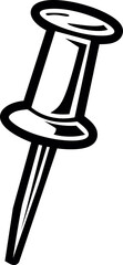 Poster - Black and white illustration of a thumbtack clipart design