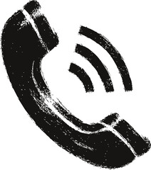 Poster - Black grunge phone receiver with wireless signal