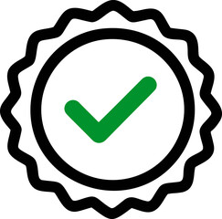 Poster - Green checkmark inside a black outlined seal symbolizing verification concept