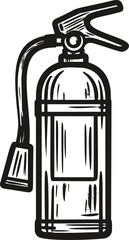 Poster - Black and white illustration of a fire extinguisher with detailed shading