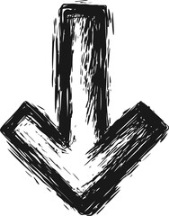 Poster - Sketch style black downward arrow, abstract illustration