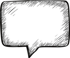 Poster - Hand-drawn empty speech bubble with black outline and shading sketch style