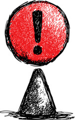 Poster - Hand-drawn red exclamation mark sign with sketchy style