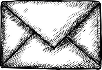 Poster - Illustration of a black and white hand-drawn envelope with sketchy lines