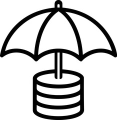 Poster - Umbrella shading a stack of three disks in black line drawing style
