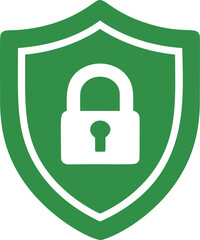 Poster - Green shield with white padlock symbol representing security and protection