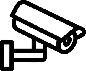 Poster - Black and white outline of a surveillance camera icon, minimalistic concept
