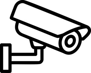 Poster - Black and white security camera icon with simple design style